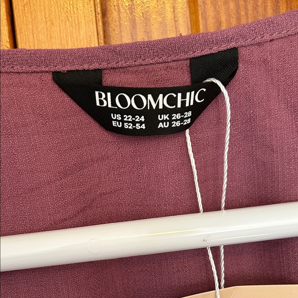 BloomChic Dusty Purple Boho Lace Tie Neck Blouse New 22-24 (3X) - Picture 2 of 10